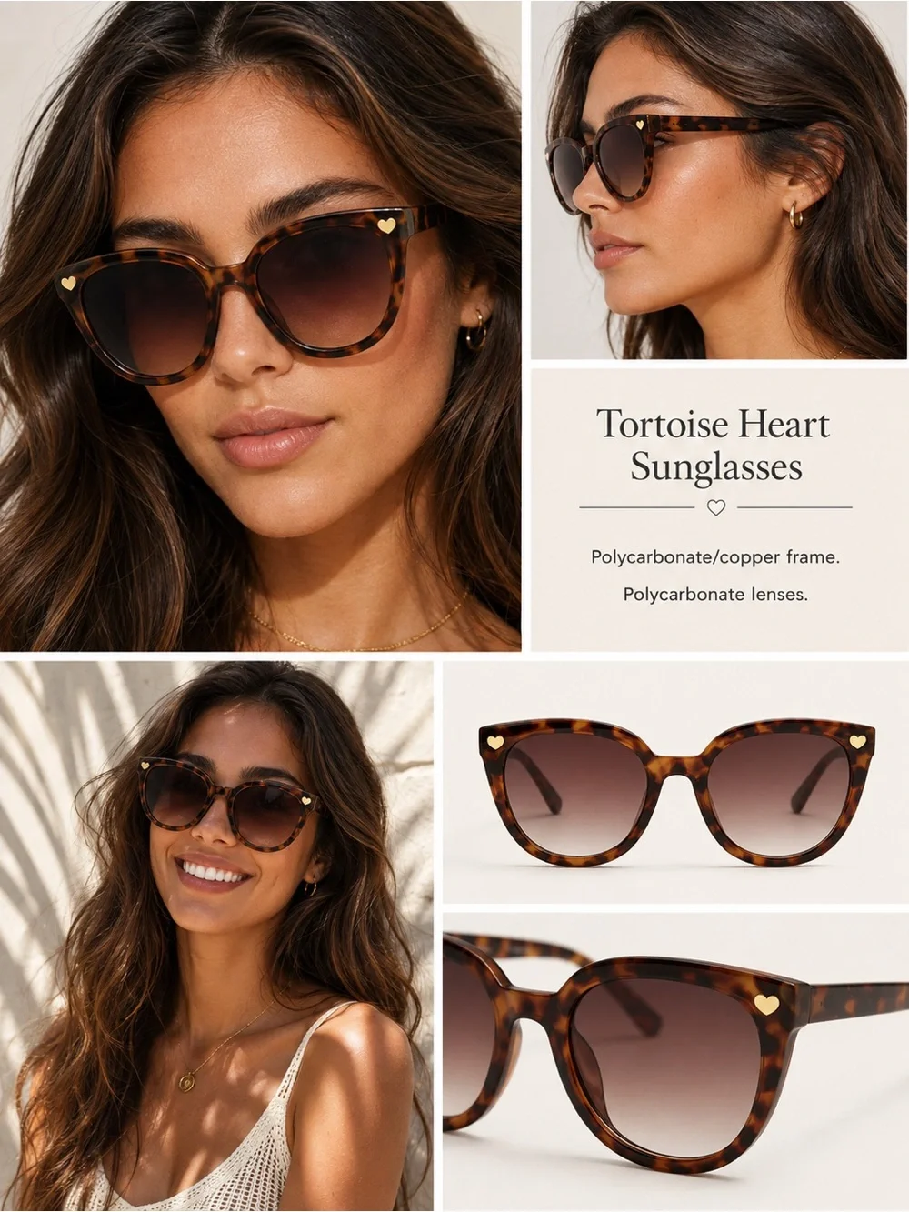J Crew Tortoise Heart Sunglasses - Brown